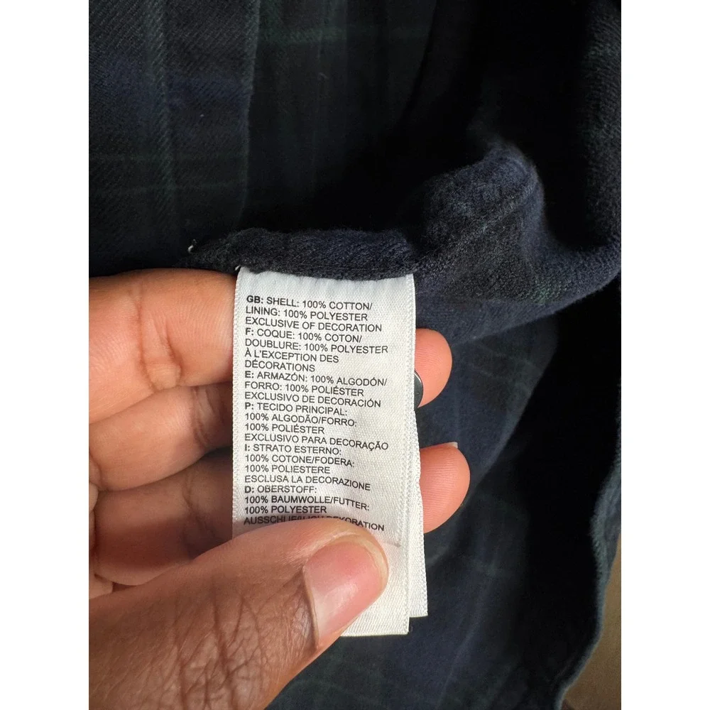 The North Face Mens XL Plaid Flannel Shirt Navy Blue Green Lined Long Sleeve